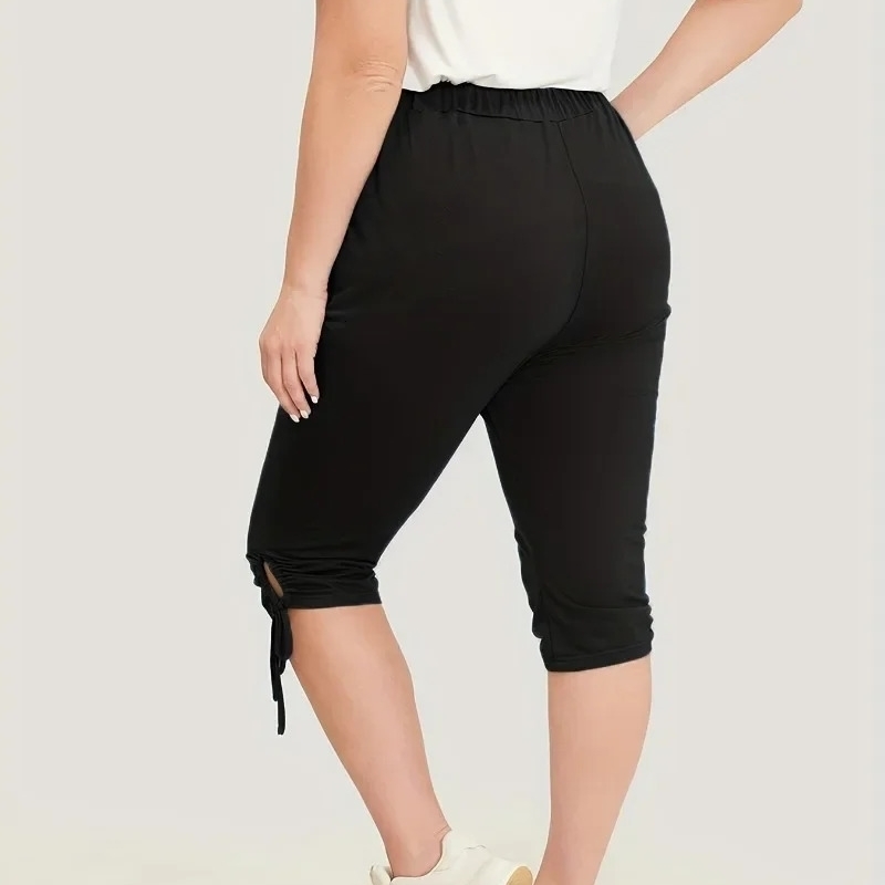 Womens plus size 1XL5XL drawstring lightweight and elastic fitness pants with pockets the smallest stylish comfortable legs 250506