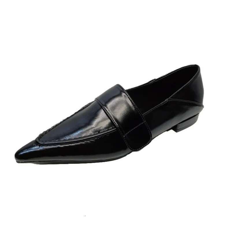 New Women Red Moccasins Fashion Pointed Toe Loafers Ladies Black Ballet Flat Leather Shoe 35-41