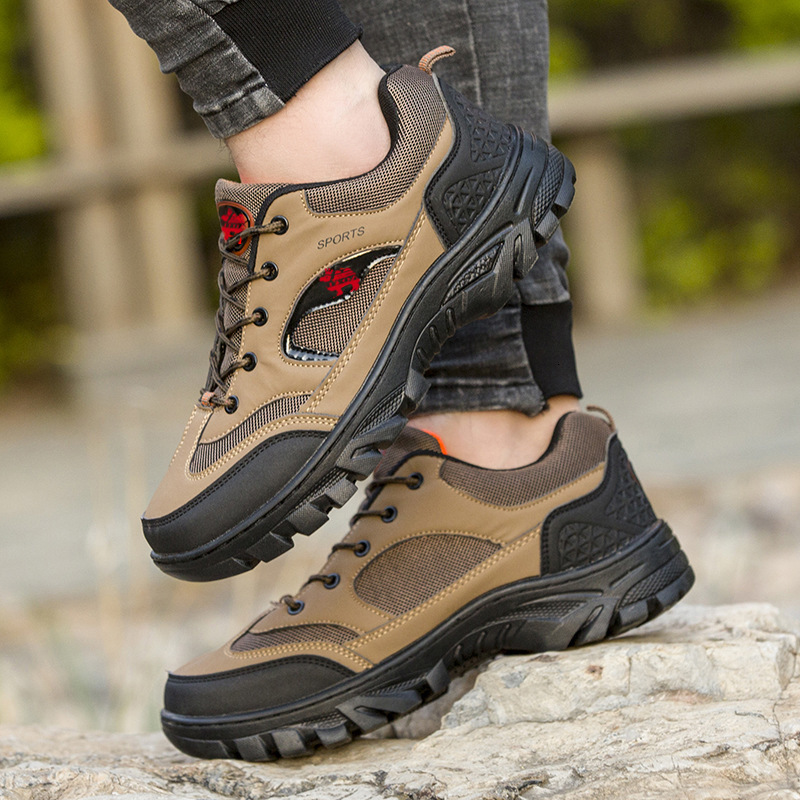 Large autumn mesh breathable running sports and leisure lightweight thick soled outdoor hiking men's shoes