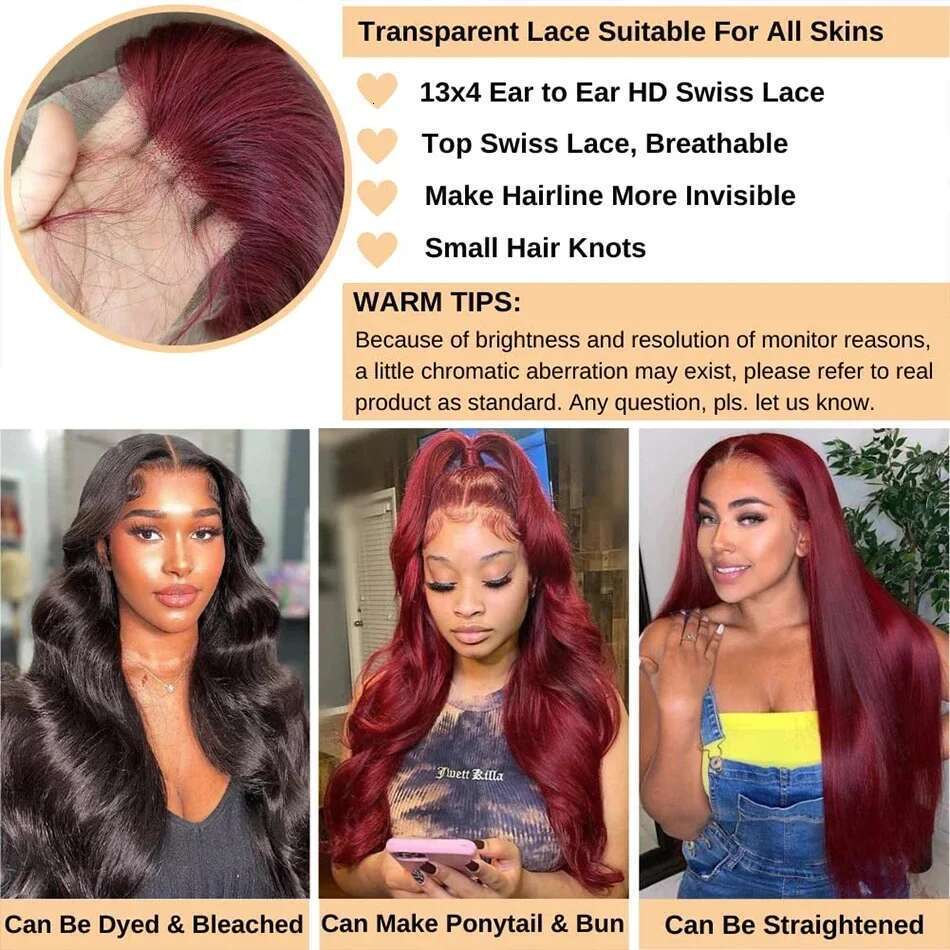 250 Density Bury 13x6 HD Frontal Wig 99j Body Wave 13x4 Front Human Hair Brazilian Lace Wigs