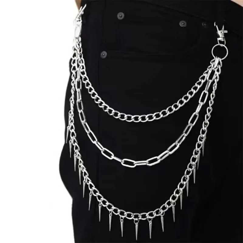 Punk Rock Belts Chain Metal Pants Waist Chain Men Women Key Chain Big Ring Wallet Keychain Jeans Unisex Hip-hop Jewelry Gifts Y250515