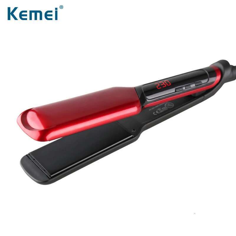 Kemei Professional Hair Straightener Irons LED Display Ceramic Flat Iron Wide Plates Chapinha Para Cabelo Adjustable Temperature