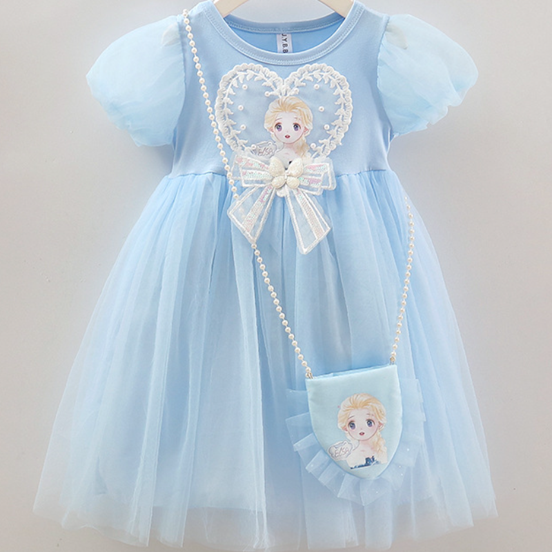 DISNEY Frozen Elsa princess kids designer clothes baby girl puffy princess dress Comfortable soft label-free pure cotton design.