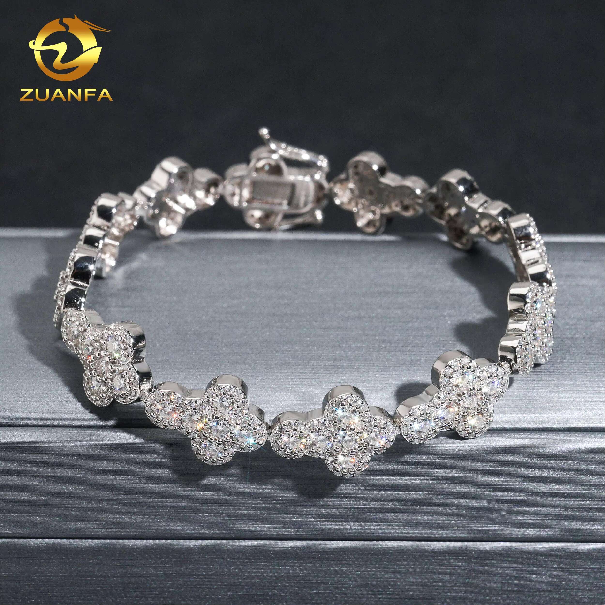 Gra Certificated Pass Diamond Tester 925 Silver Iced Out Cluster Tennis Bracelet Moissanite Diamond