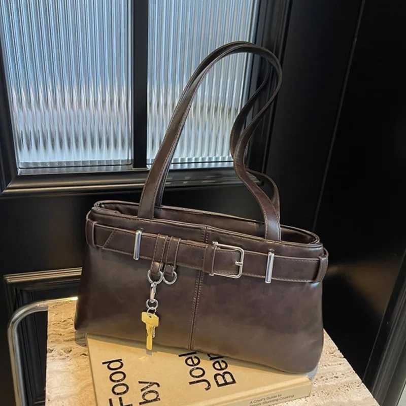Belt Design PU Leather Shoder Bags Wen 2025 New Autumn Winter Korean Women Luxury Underarm Bag Fem Trend Handbags Z250516