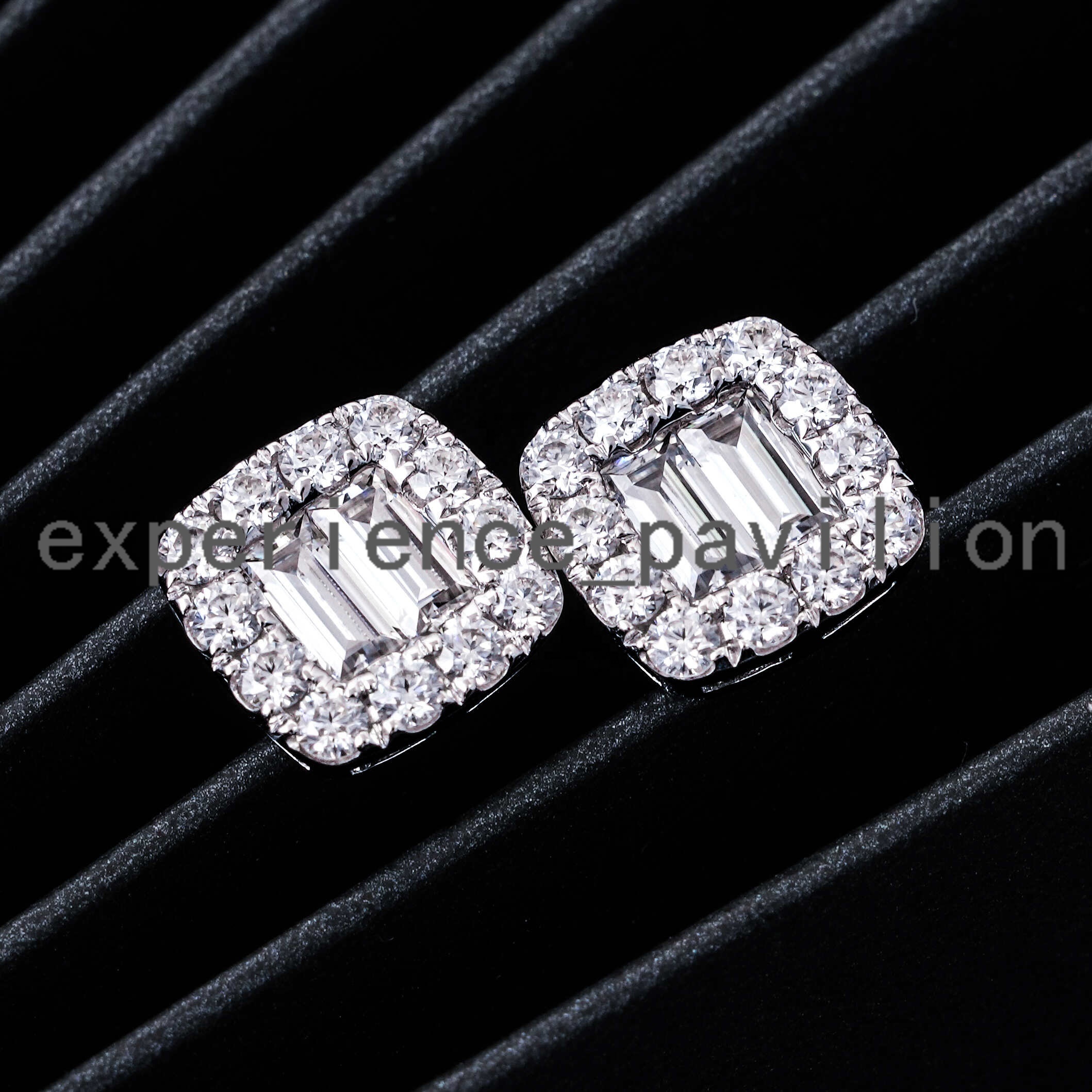 Trendy Vvs Moissanite Diamond Earrings Unisex Solid 10K Gold Jewelry baguette Cut Eat Studs Fine Jewelry Earrings