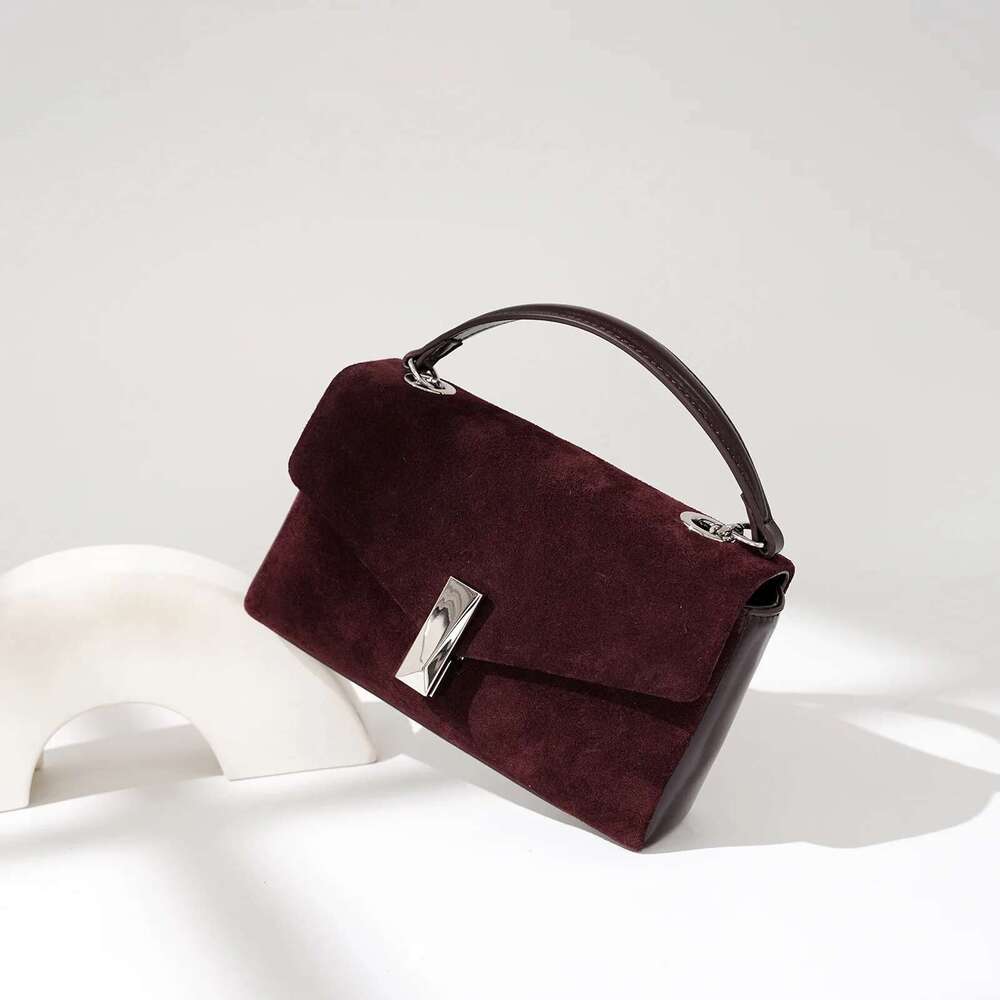 Genuine Leather Flap Design Small Square Simple Versatile Commuter Cowhide Shoulder Bag Lady Chains Handbags