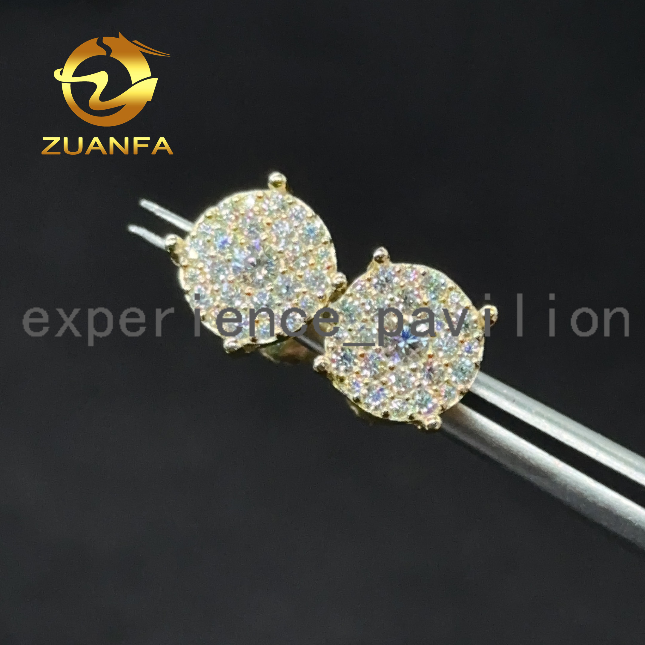 Fashion Screw Back Earrings VVS Moissnite Hiphop 925 Silver 10k Gold Plated Full Pave Stud Earrings for Men and Women