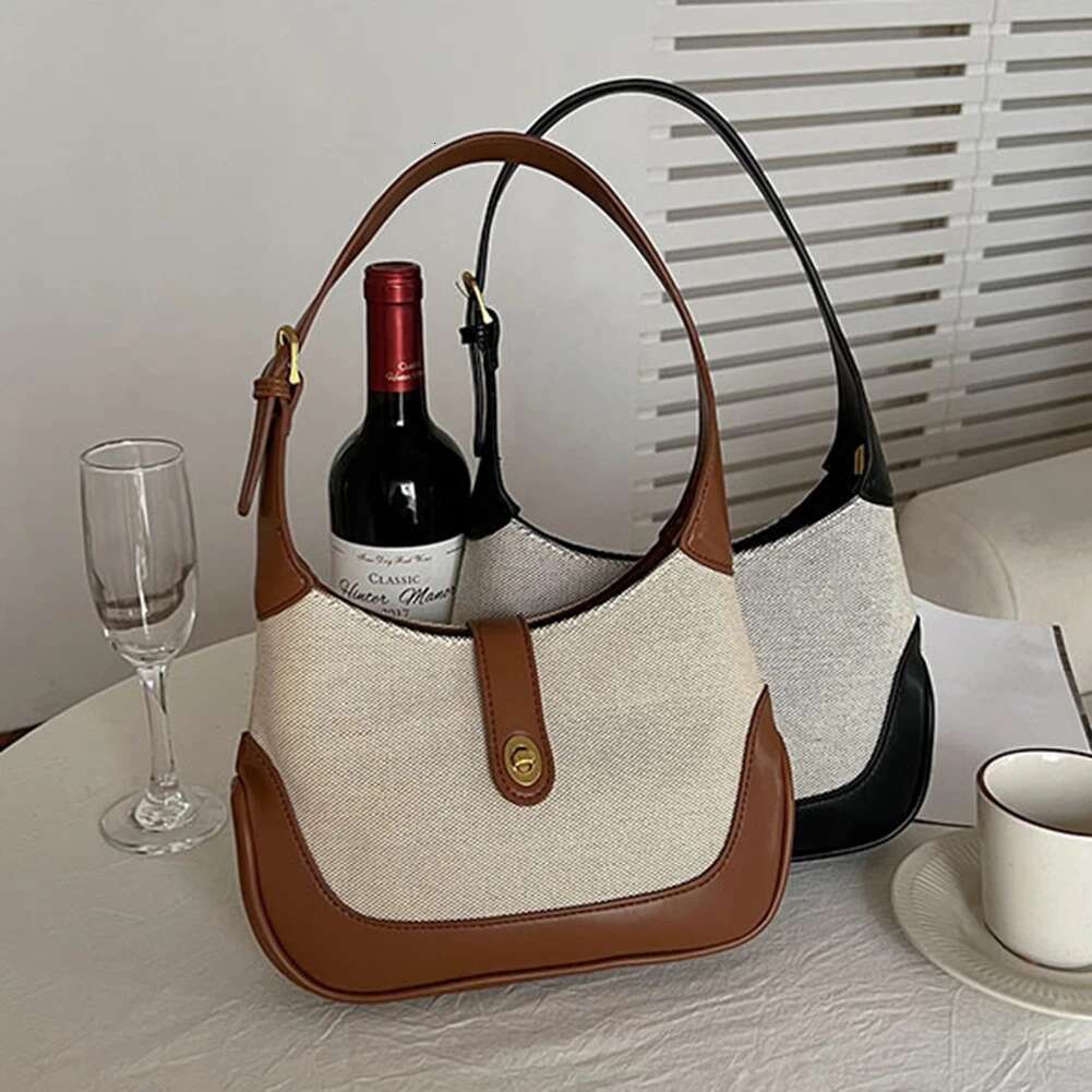 Women Vintage Contrast Color Tote Dumpling Bag Trendy French Underarm Purse For Daily Use And Fashion Events