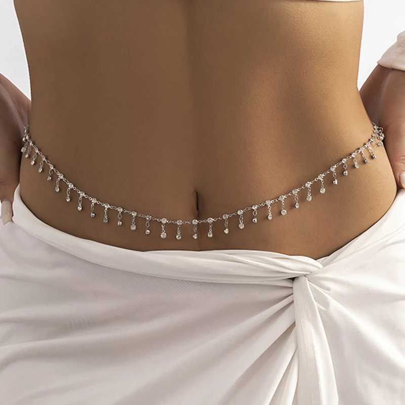 New Fashion Punk Rhinestone Tassel Belly Chains for Waist Women Luxury Shine Sexy Body Chain Y2K Jewelry Minimalism Accessories Y250515