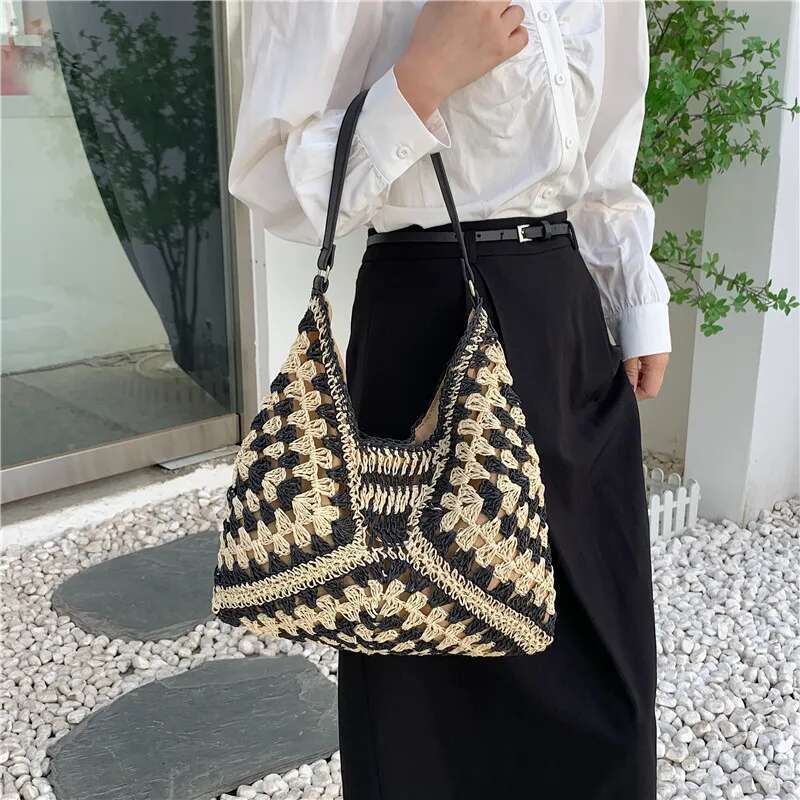Travel Beach Fishing Net Handbag Shopping Woven Shoulder Bag For Women Girls