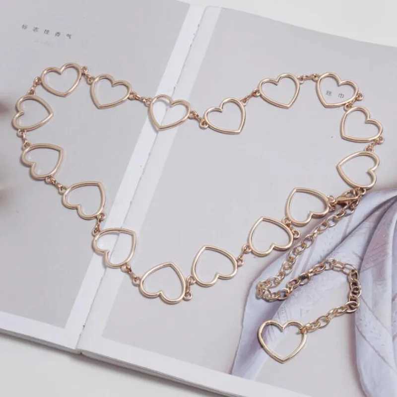 Womens Fashion Heart Chain Belt Female Silver Gold Waist Dress Thin Metal Belts 110cm Long Designer Tassel Fringe Chains Y250515