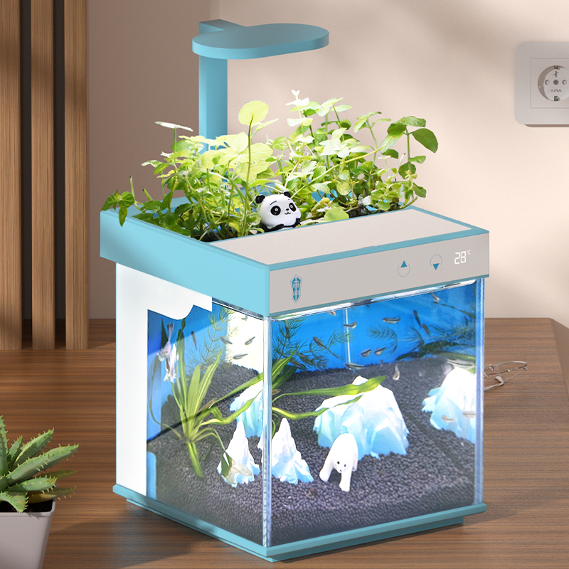 Small eco ultra-white fish tank aquarium with self-cleaning High-transparency low-energy filter Desktop-sized