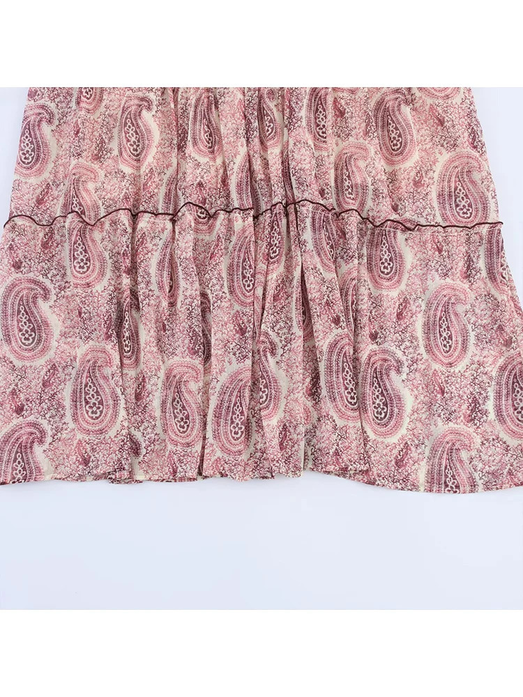 TFMLN Printed Skirts For Ladies Spring Summer Long Skirt Elegant Chic ALine Full Length Women Fashion Beach 250515
