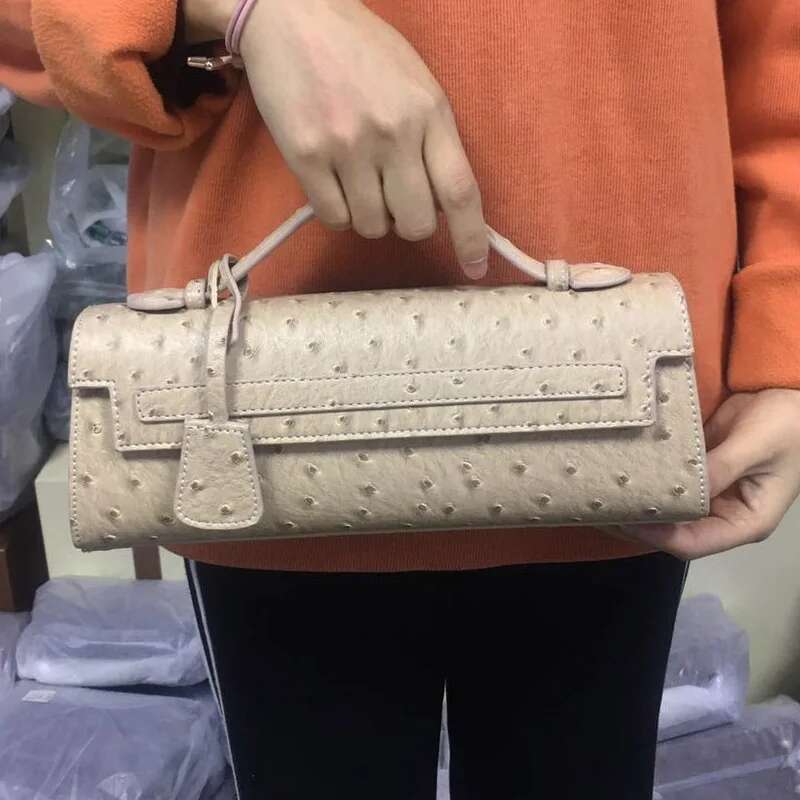 Classic Elegant Ostrich Women Clutch Python Handbags Ladies Fashion Tote Purse Female Messenger Shoulder Bag