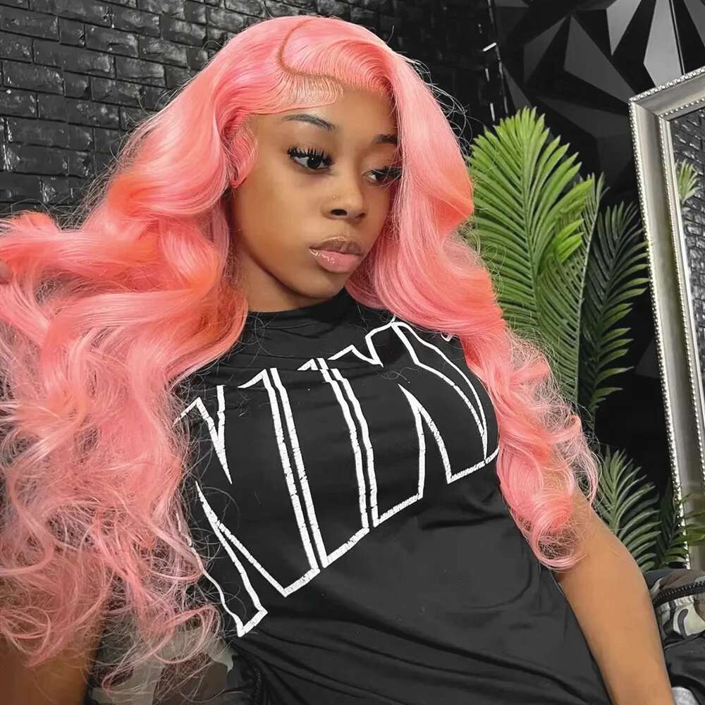 30 36 Inch 13x4 Front Wig Human Hair Body Wave 13x6 Hd Lace Frontal for Women Light Pink Colored Wigs Pre Plucked