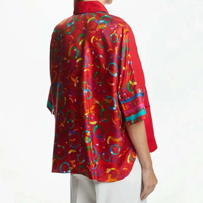 CHCH Shirt 2025 Summer New Red 3/4 Sleeve Top For Women's Commuting