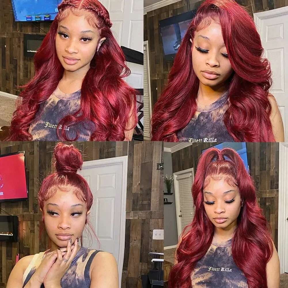 250 Density Bury 13x6 HD Frontal Wig 99j Body Wave 13x4 Front Human Hair Brazilian Lace Wigs