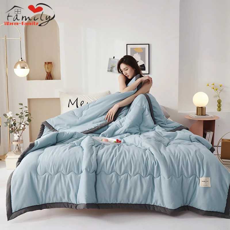 Spring Summer Air Conditioning Quilt Washed Cotton Throw Blanket Quilting Thin Comforter Cooling Duvet Quilted Quilt Solid Color M250515