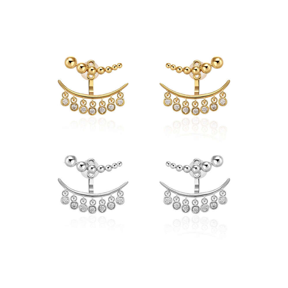 Boonee alus niche design gradient spherical metal splicing two-piece tassel zircon earrings new style