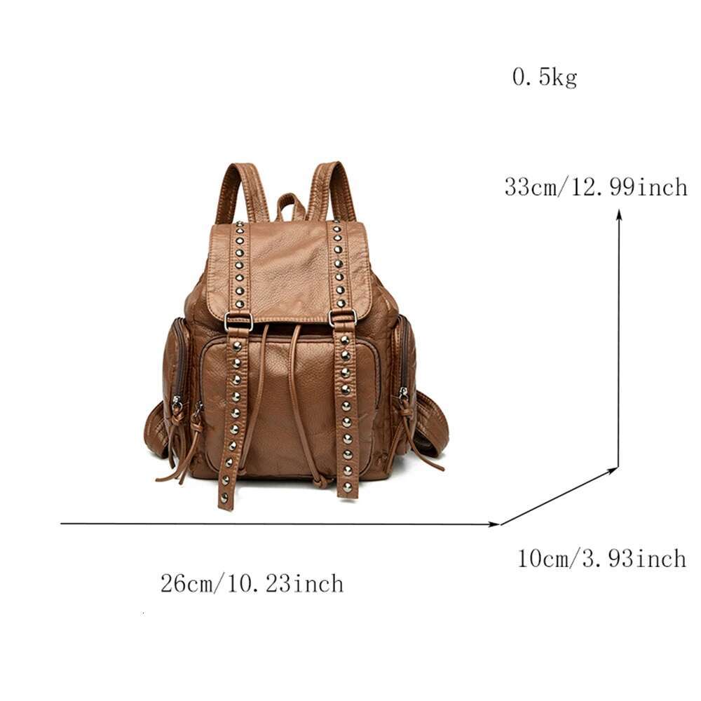High Quality PU Leather Fashion Rivet Design Ladies Shoulder Bag Large Capacity Women Anti-Theft Backpack