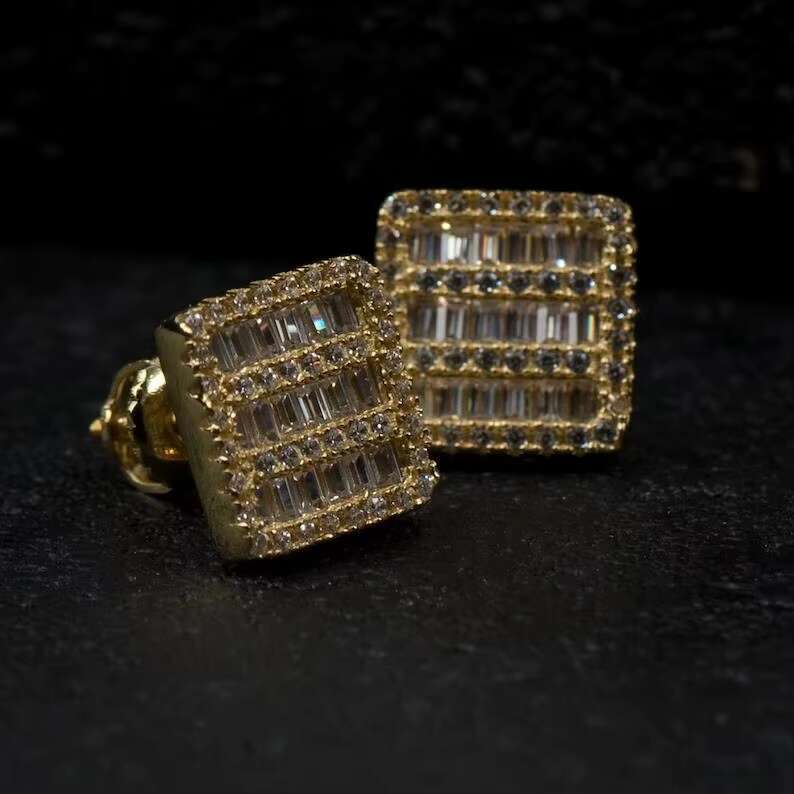 Ice cold jewelry hip-hop men's sier VVS stick moissanite earrings