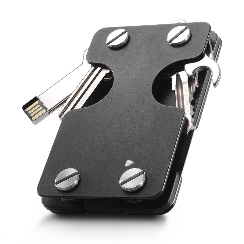 2 in 1 portable metal aluminum alloy key chain organizer clipper storage wallet holder money credit card openner man EDC gift 250515