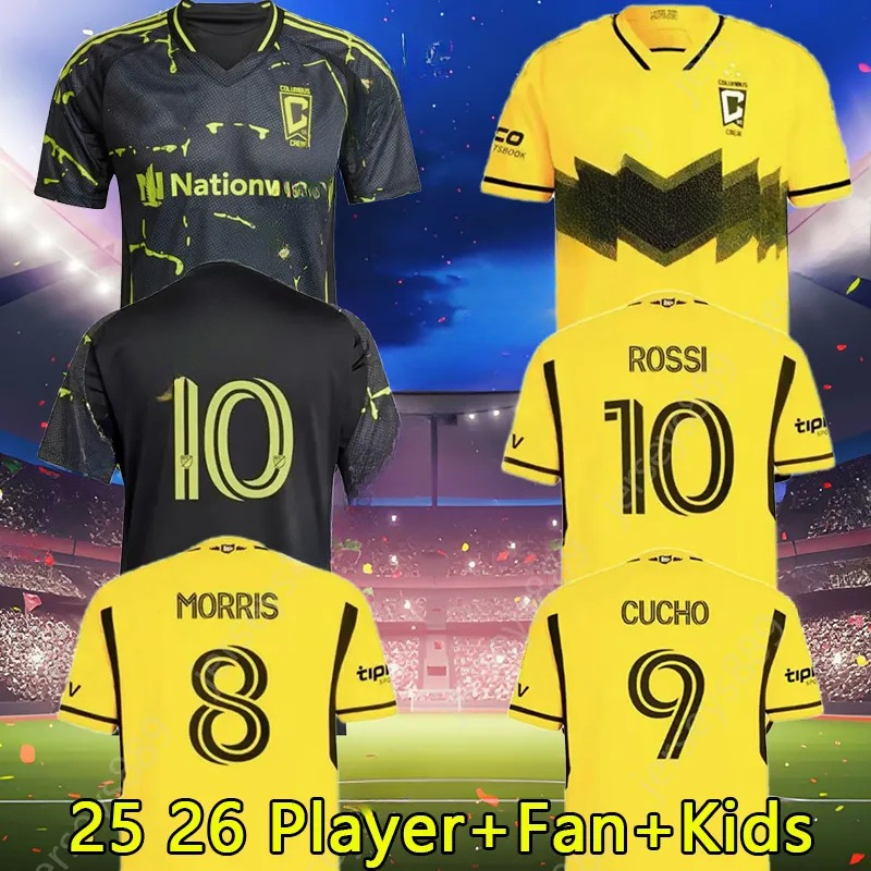 2025 2026 Columbus SOCCER JERSEYS Crew 25 26 HOME AWAY CUCHO Nagbe ROSSI Football Shirts MORRIS HINESTROZA ARFSTEN ZAWADZKI Maillots De Foot Men Kids Uniforms