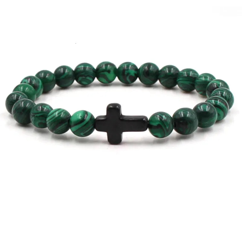 Designer's Green Stone Bead 8 Bracelets, Men's and Women's Hand Crosses, Fashion Jewelry, Elegant and Fashionable, Handmade