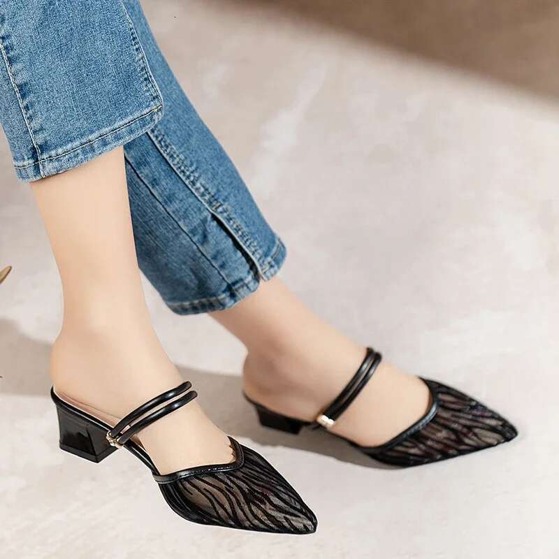 2024 Summer New Fashion Comfortable Casual Versatile High Sandals Toe Thick Heel Slippers