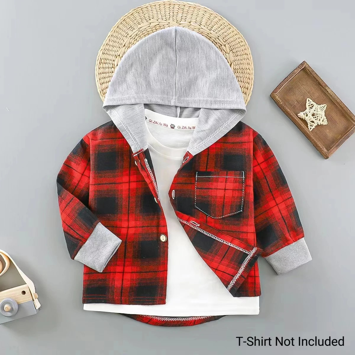 Childrens Spring And Autumn Shirts Children Boys Hooded Plaid Shirts Baby Girl Long-Sleeved Square Bottoming Jacket Tops 250515