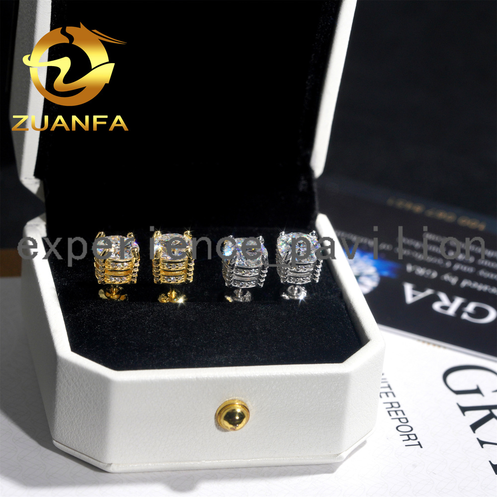 4 Prong Round Shape Earrings Moissanite 925 Silver 5mm 6.5mm 8mm Moissanite Stud Earrings Screw Back Pass Diamond Tester
