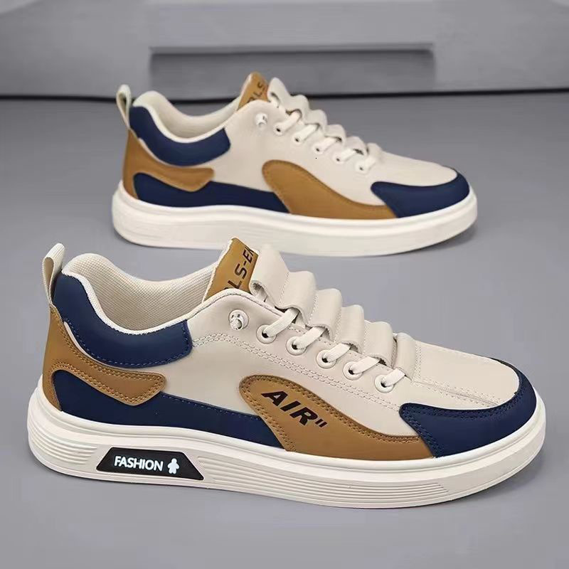 Summer 2025 New Men's Leather Breathable Versatile, Sports and Leisure, One Step Stepping, High end Feeling, White Board Shoes