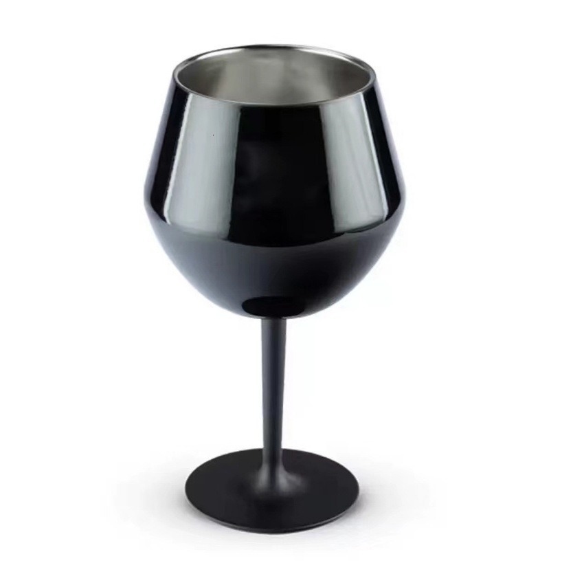 New 14oz Removable Tall Glass Bar Premium Red Wine Champagne Glass Double layer Stainless Steel Glass 250325