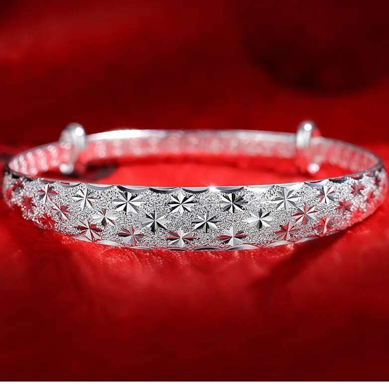 Sterling Sier Original Romantic Gypsophila Star Bangles For Women Fashion Bracelets Party Wedding Accessories Jewelry