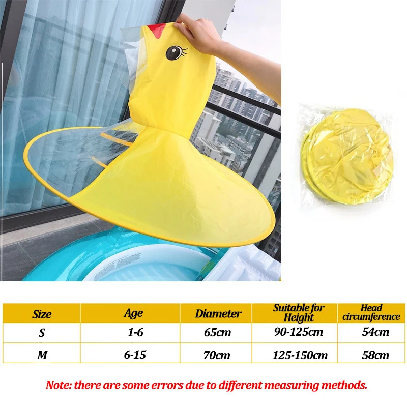 Foldable Childrens Raincoat Cartoon Duck UFO Kids Rain Cover Boys And Girls Umbrella Hat Windproof Poncho Rain For Camp 250515