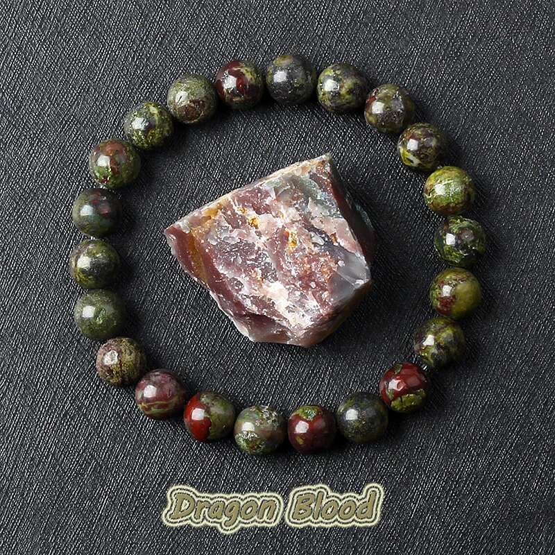 Natural Dragon Blood Stone Elastic Bracelets Women Men Charm Dinosaur Jasper Beads Healing Jewelry Yoga Meditation Bangle Gift