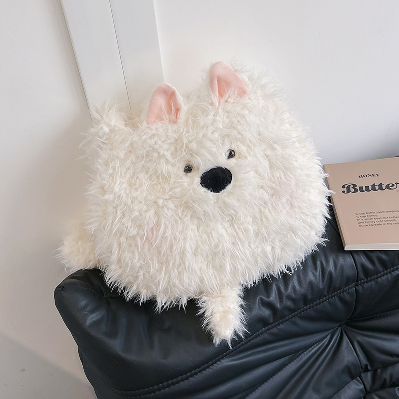 Free Delivery Designer Bag Cute Samoyed Dog Single Shoulder Backpack Large Capacity Hand Plush 2025 Spring Women's Bag Fashion Luxury Bag
