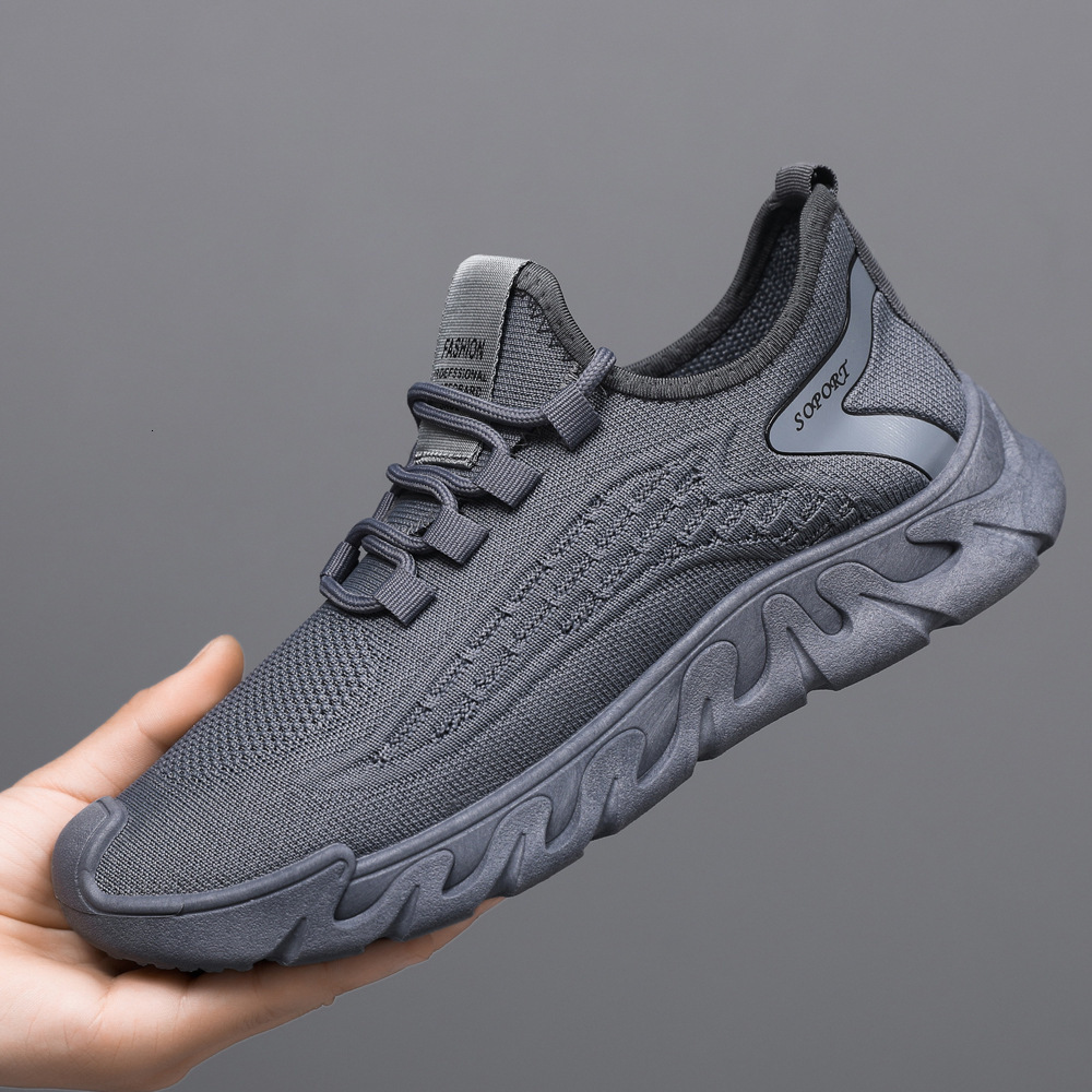 Men's 2025 new low cut soft soled single shoe solid color versatile fly woven mesh casual men's sports shoes