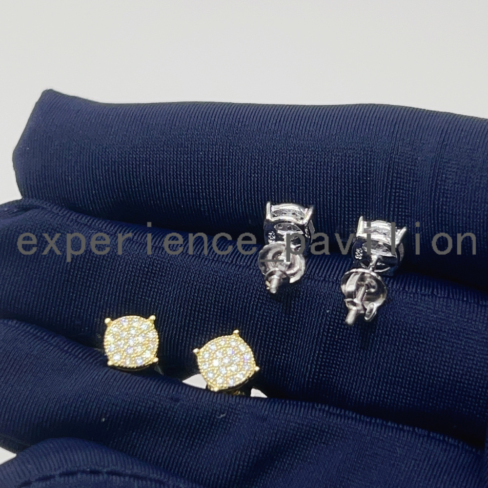 Custom Hiphop Jewelry Pass Diamond Tester 925 Sterling Silver VVS Classic Gold Plated Stud Moissanite Stud Earring