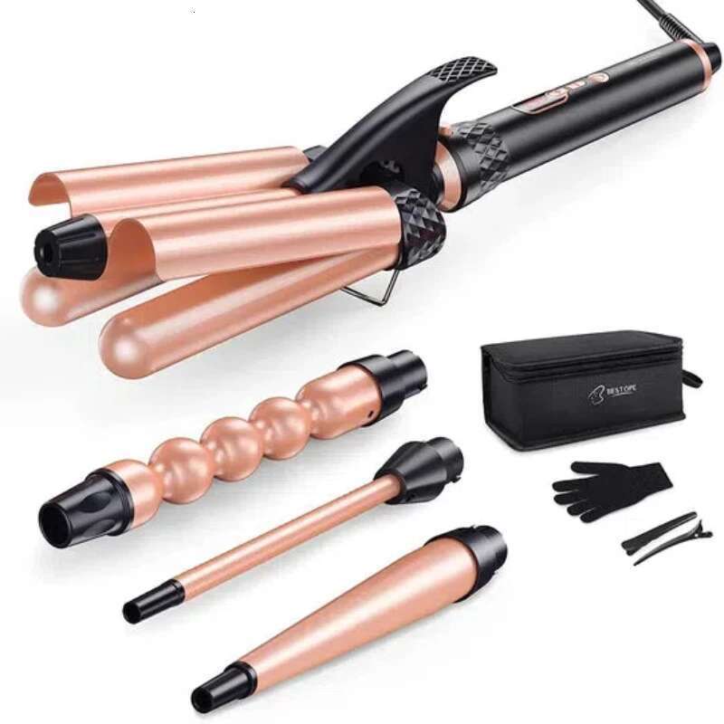Curling Iron 4 In 1 Crimper Wand Set 3 Barrel Hair Waver With LED Temperature Control