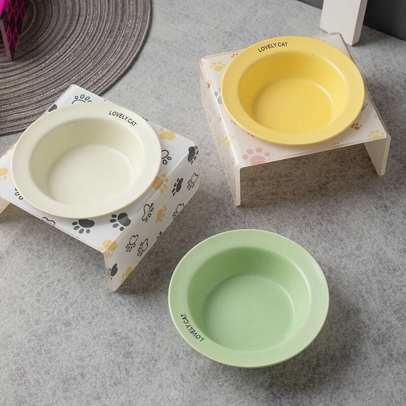Korean Acrylic and Rack Dining Table Cartoon Colorful Cat Dog BD Pet UFO Bowl