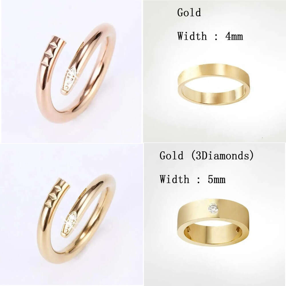 Mens Womens Luxury Classic Nails Ring Designer Ring Fashion Unisex Cuff lovely banglely Rings Couple Bangle Gold Ring Jewelry Valentine's Day Gift