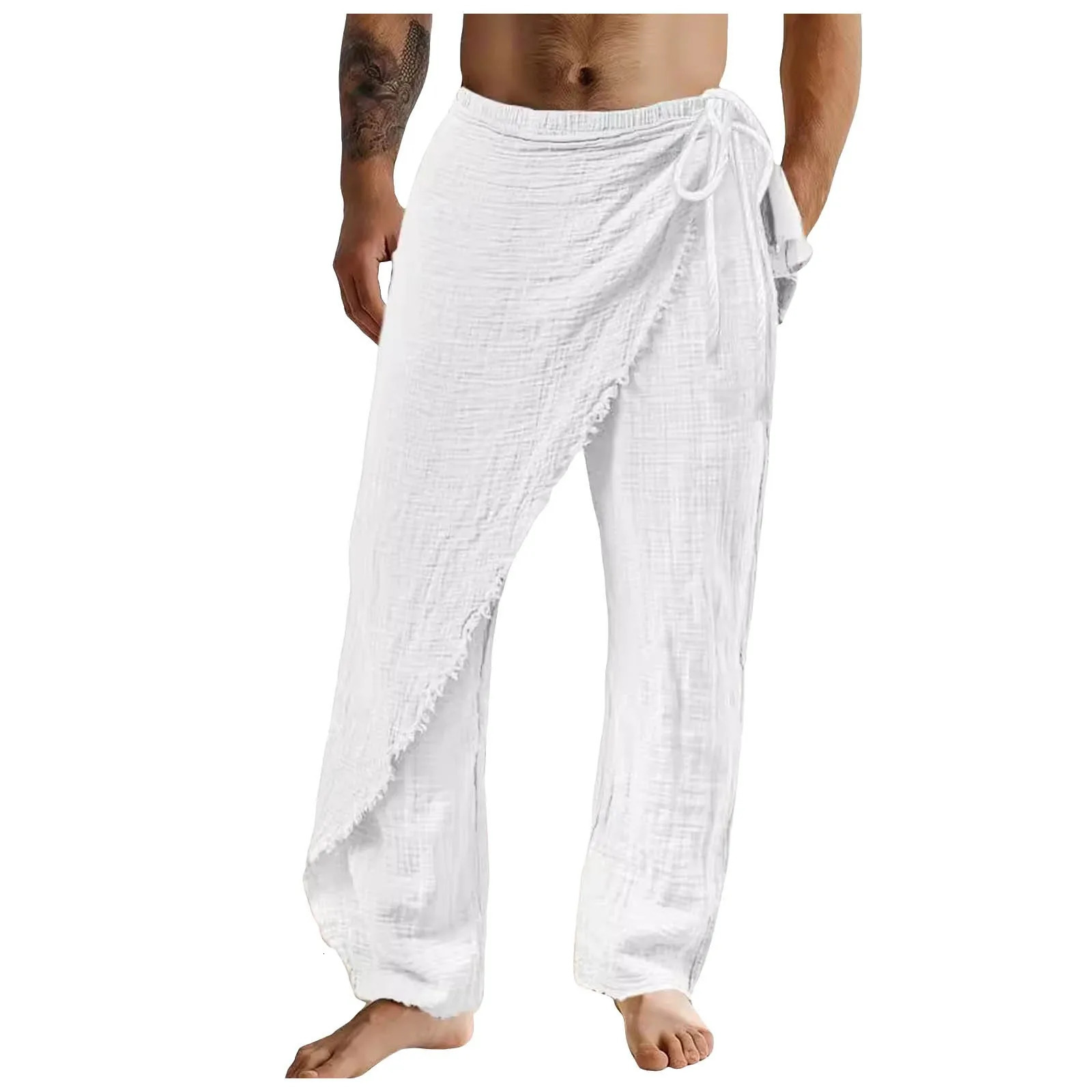 Mens Casual Pants Breathable Loose Beach Cotton Linen Men Elastic Camping Hiking Fishing Climbing Outdoor Sports Trousers 250515