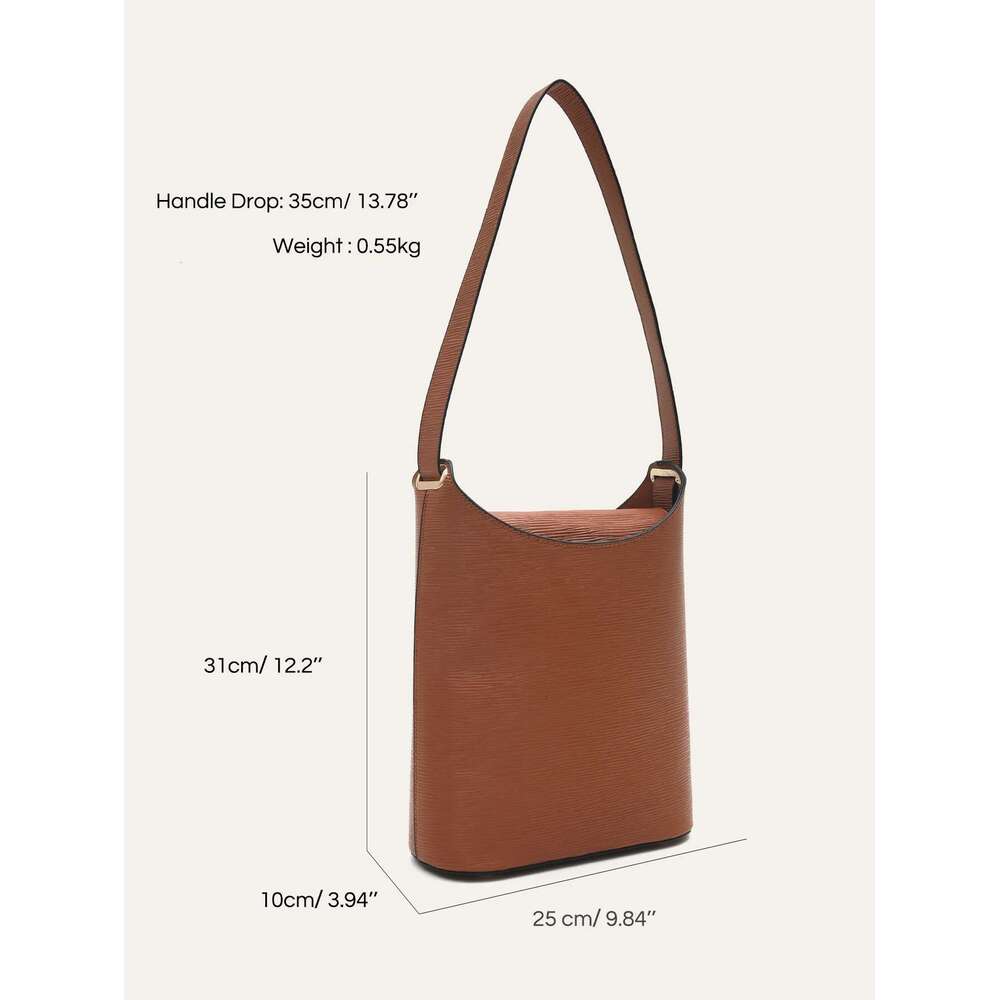 CEZIRA Fashion Stripes Texture PU Leather Shoulder Bags Women Single Strap Square Bucket Handbags Daily Commute College Travel