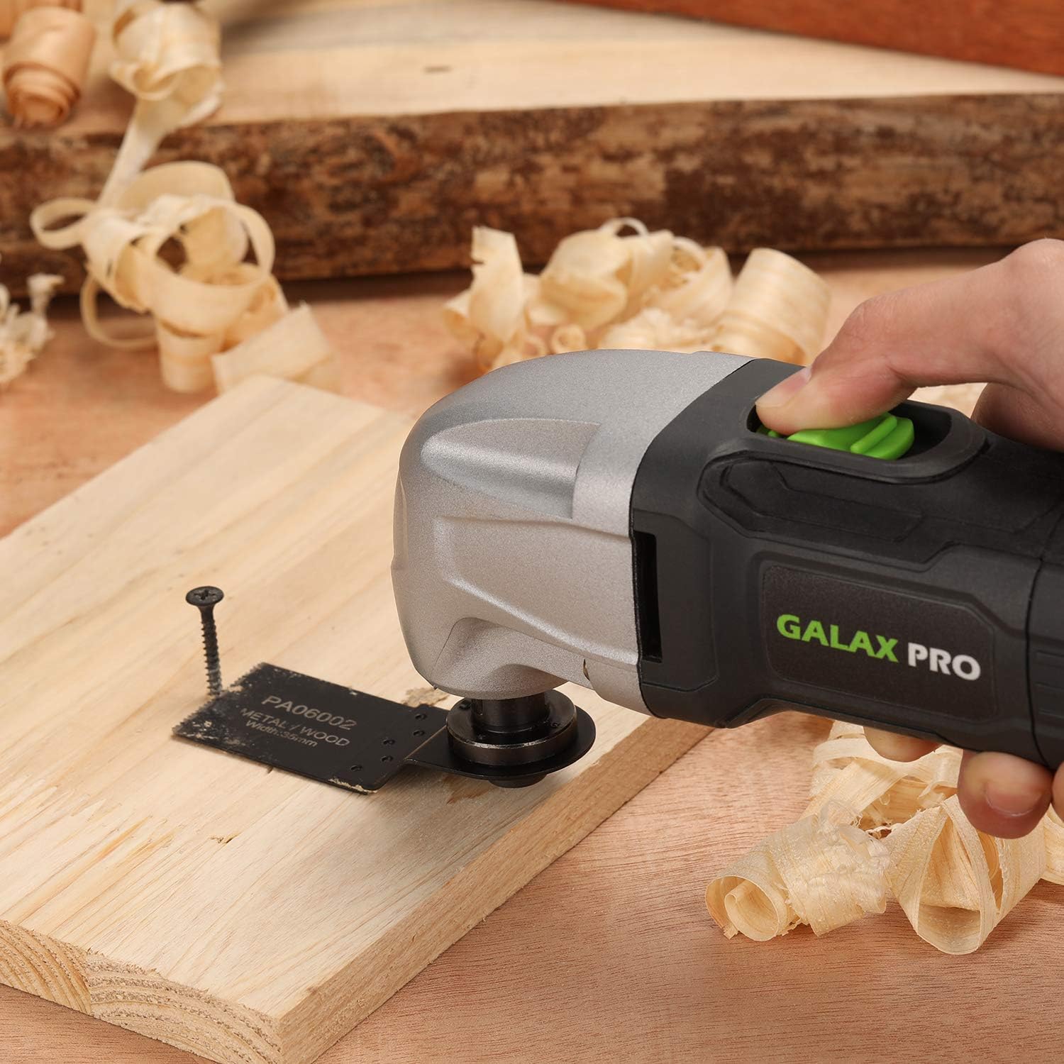 GALAX PRO 180W Oscillating Multifunction Tool 22000 OPM 3 Degree Vibration Angle with 3 Saw Blades 1 Semi-Circular Saw Blade Sanding Disc 6 Sanding Pa