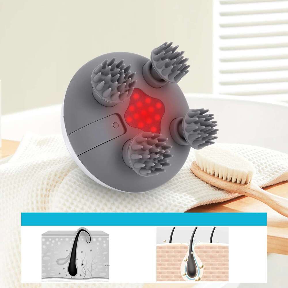 Electric Massager with 8 Silicone Massage Heads Scalp Kneading Vibrating Device IPX7 Waterproof for Body Relaxation
