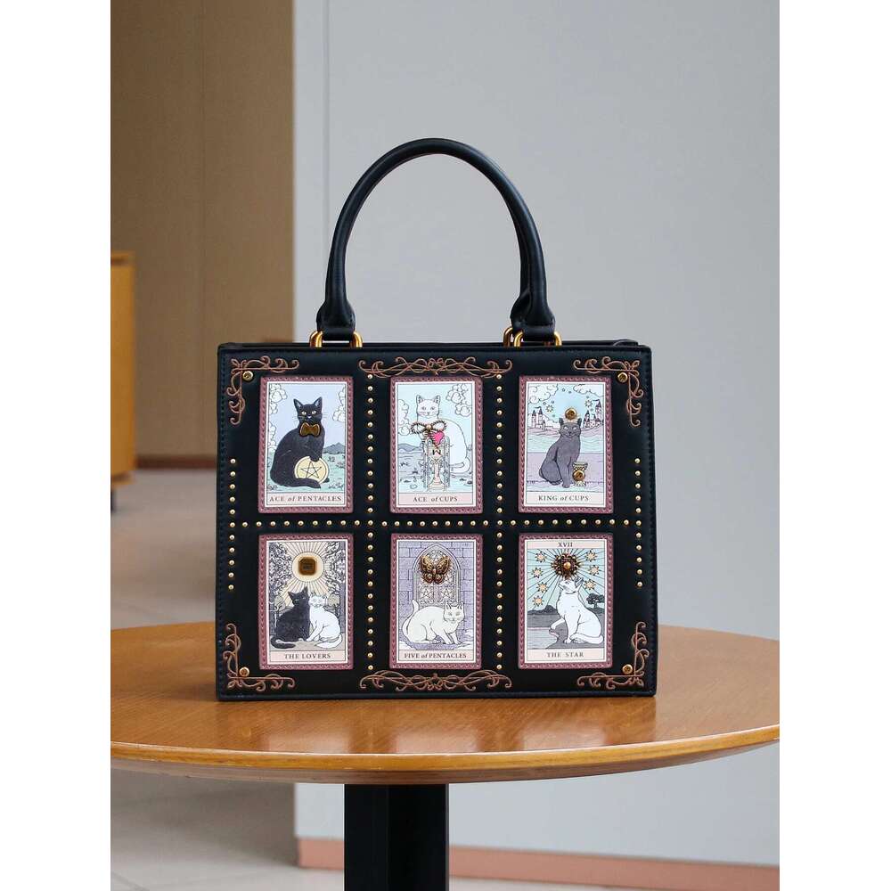 2025 Fashion New Niche Tarot Brand Brick Handbag Large Capacity Cute Cat Tote Bag Light Retro Commuter Shoulder Messenger