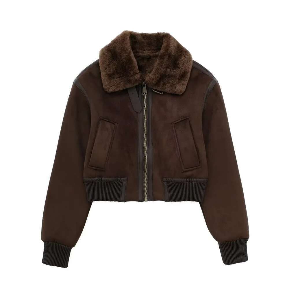 Unizera2023 Autumn And Winter New Women's Casual Standing Neck Contrast Strap Decoration Loose Double Sided Jacket Coat