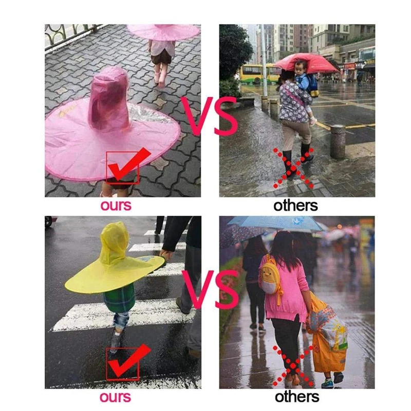 Foldable Childrens Raincoat Cartoon Duck UFO Kids Rain Cover Boys And Girls Umbrella Hat Windproof Poncho Rain For Camp 250515